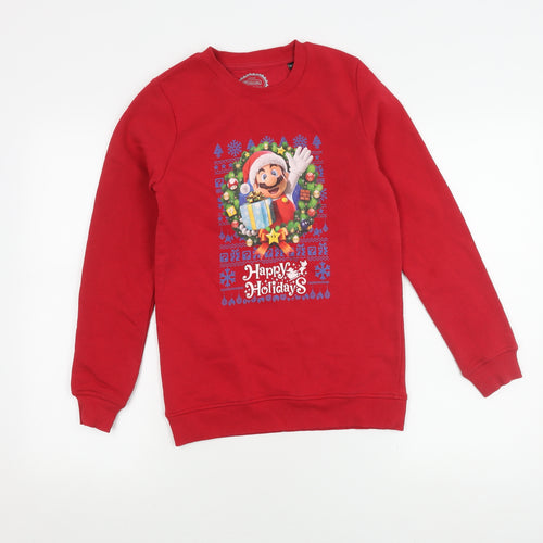 Nintendo Boys Red Pullover Sweatshirt 11-12 Years Christmas Style