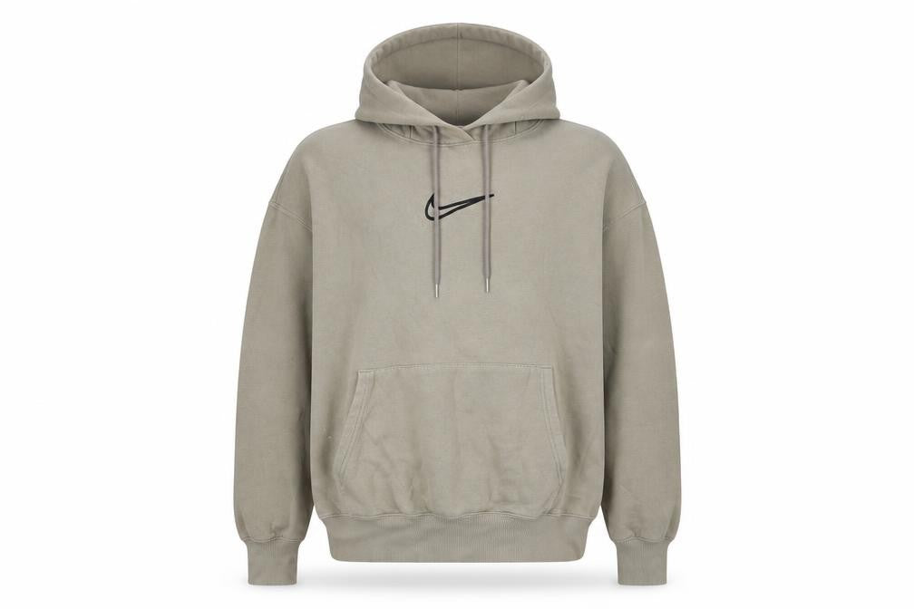 Front view of Nike Men's Beige Pullover Hoodie M Hooded
