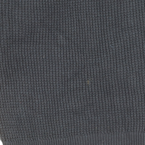 Next Men's Black S Pullover Hoodie Waffle-Knit Jumper