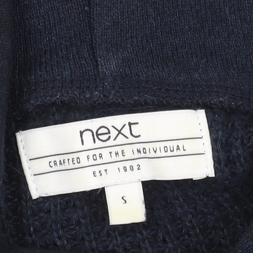 Next Men's Black S Pullover Hoodie Waffle-Knit Jumper