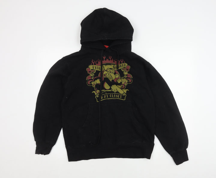 Bravado Black Cartoon Hoodie, Small, Unisex Pullover