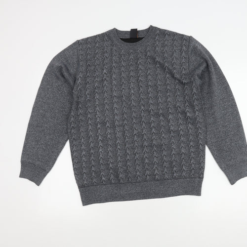JINHAOLAI Grey Cable-Knit Pullover Jumper, L, Men's Casual