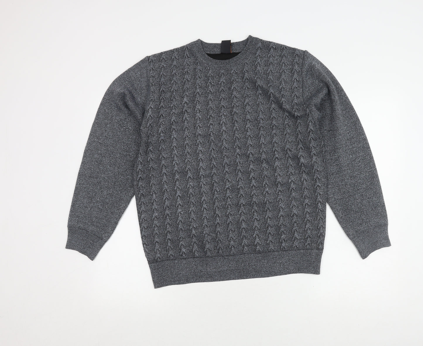 JINHAOLAI Grey Cable-Knit Pullover Jumper, L, Men's Casual