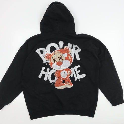 boohooMAN Men's M Black Cartoon Pullover Hoodie