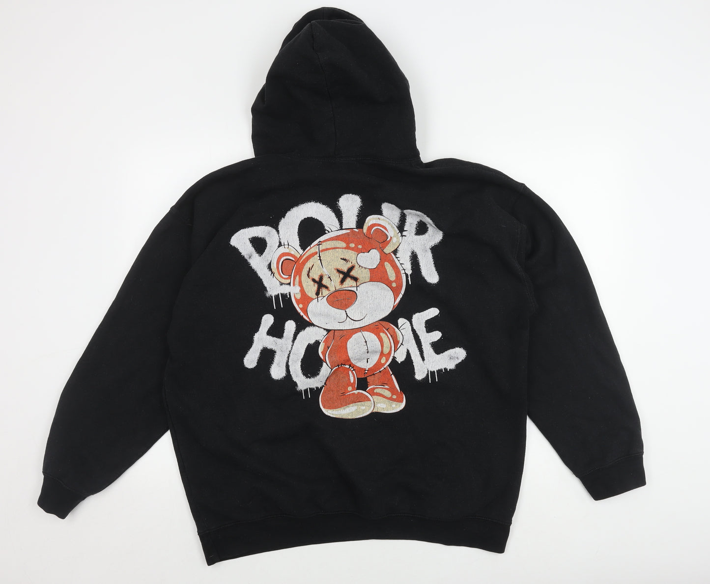 boohooMAN Men's M Black Cartoon Pullover Hoodie
