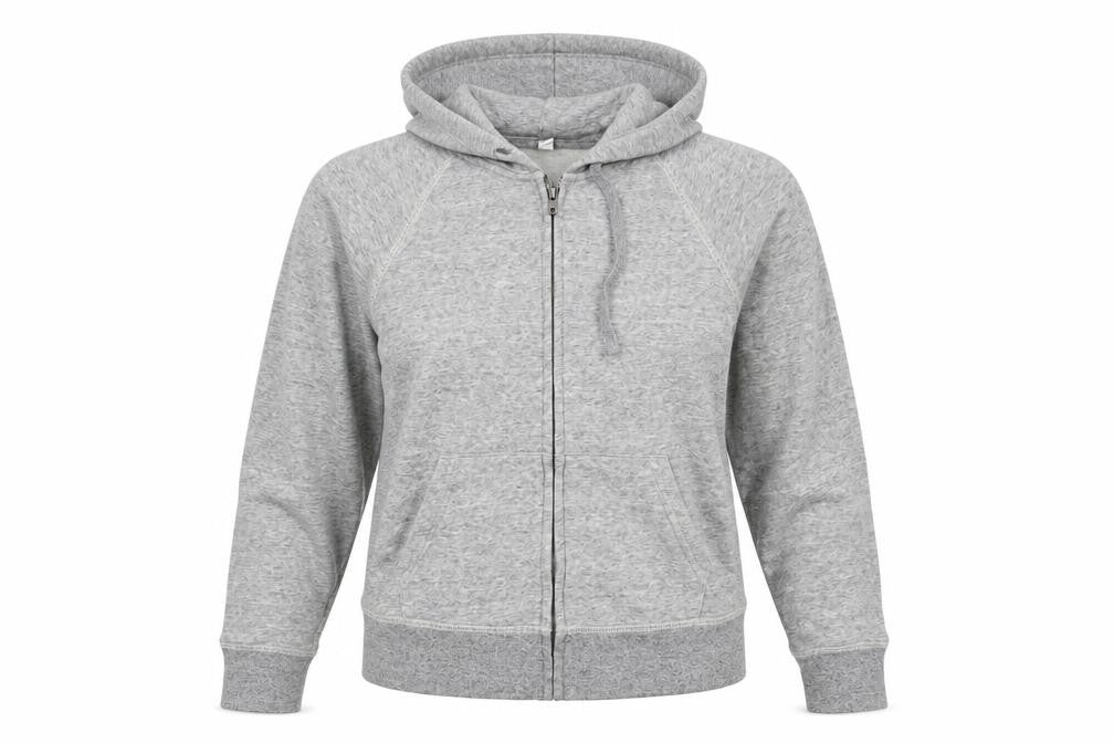 Front view of Uniqlo Women’s Grey Hooded Zip Jacket, size M