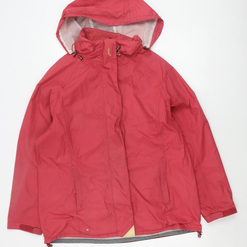 Joules Women's Pink Hooded Rain Jacket Size 16