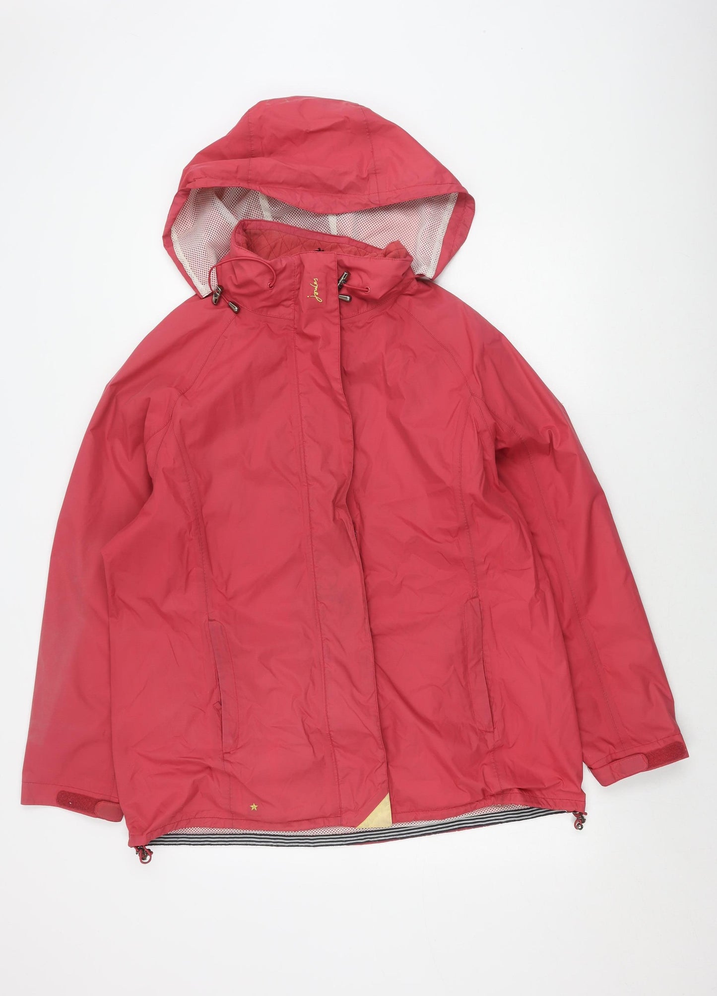 Joules Women's Pink Hooded Rain Jacket Size 16