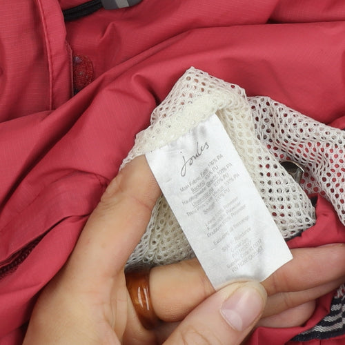 Joules Women's Pink Hooded Rain Jacket Size 16