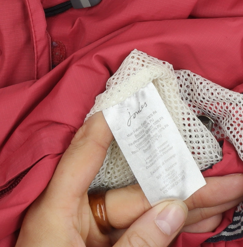 Joules Women's Pink Hooded Rain Jacket Size 16