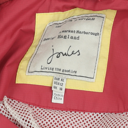 Joules Women's Pink Hooded Rain Jacket Size 16