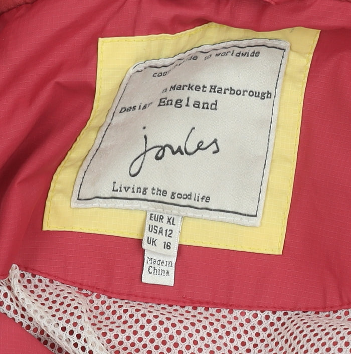 Joules Women's Pink Hooded Rain Jacket Size 16