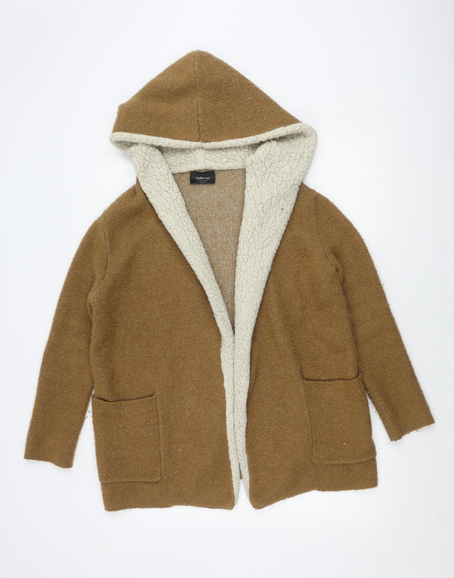 Zara Women’s Brown Hooded Cardigan Size 12