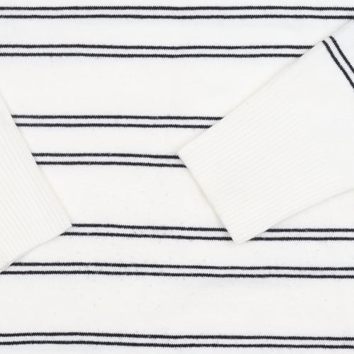 French Connection Women's White Striped Roll Neck Sweater