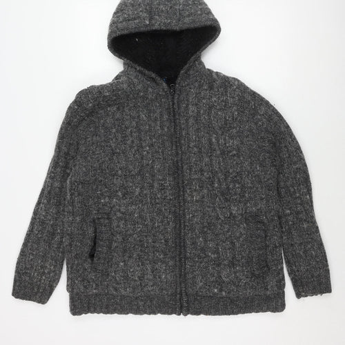 Smith & Jones Men's Grey Cable-Knit Full Zip Jumper