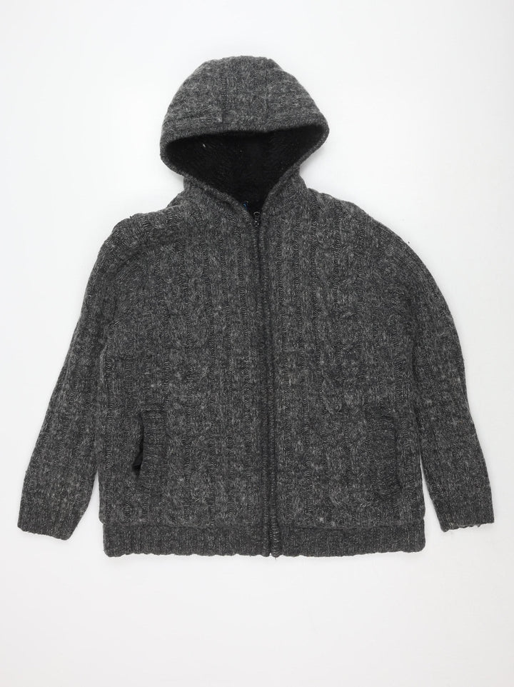 Smith & Jones Men's Grey Cable-Knit Full Zip Jumper