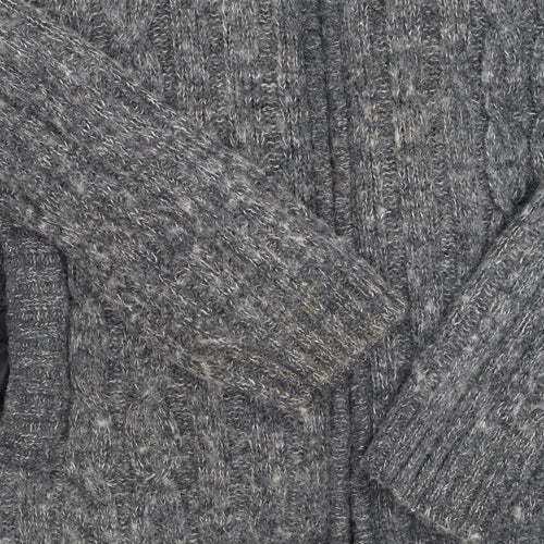 Smith & Jones Men's Grey Cable-Knit Full Zip Jumper