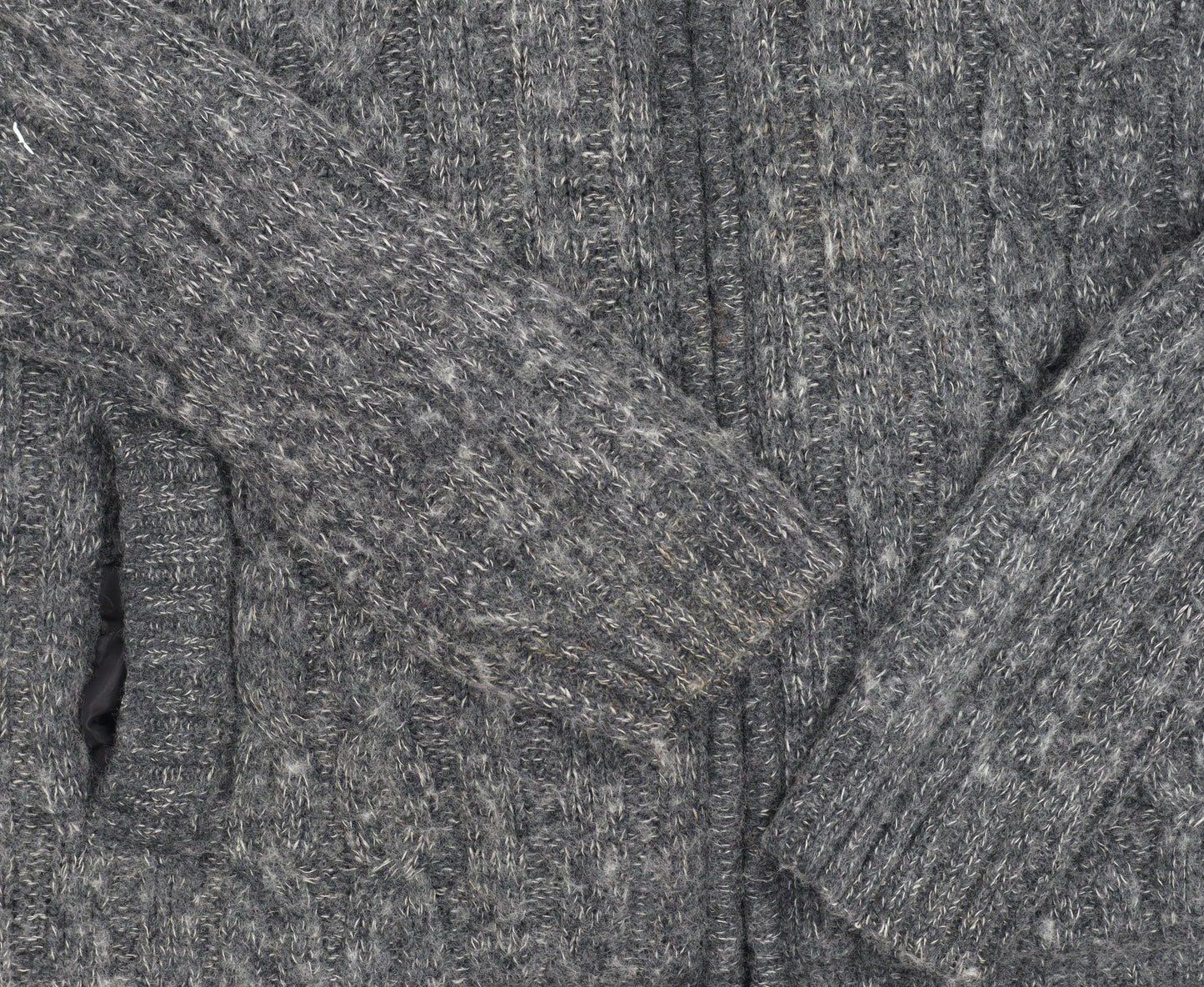 Smith & Jones Men's Grey Cable-Knit Full Zip Jumper