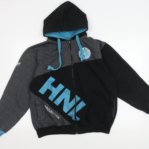 HNL Men's Bomber Jacket, Black/Grey, Size L, Hooded