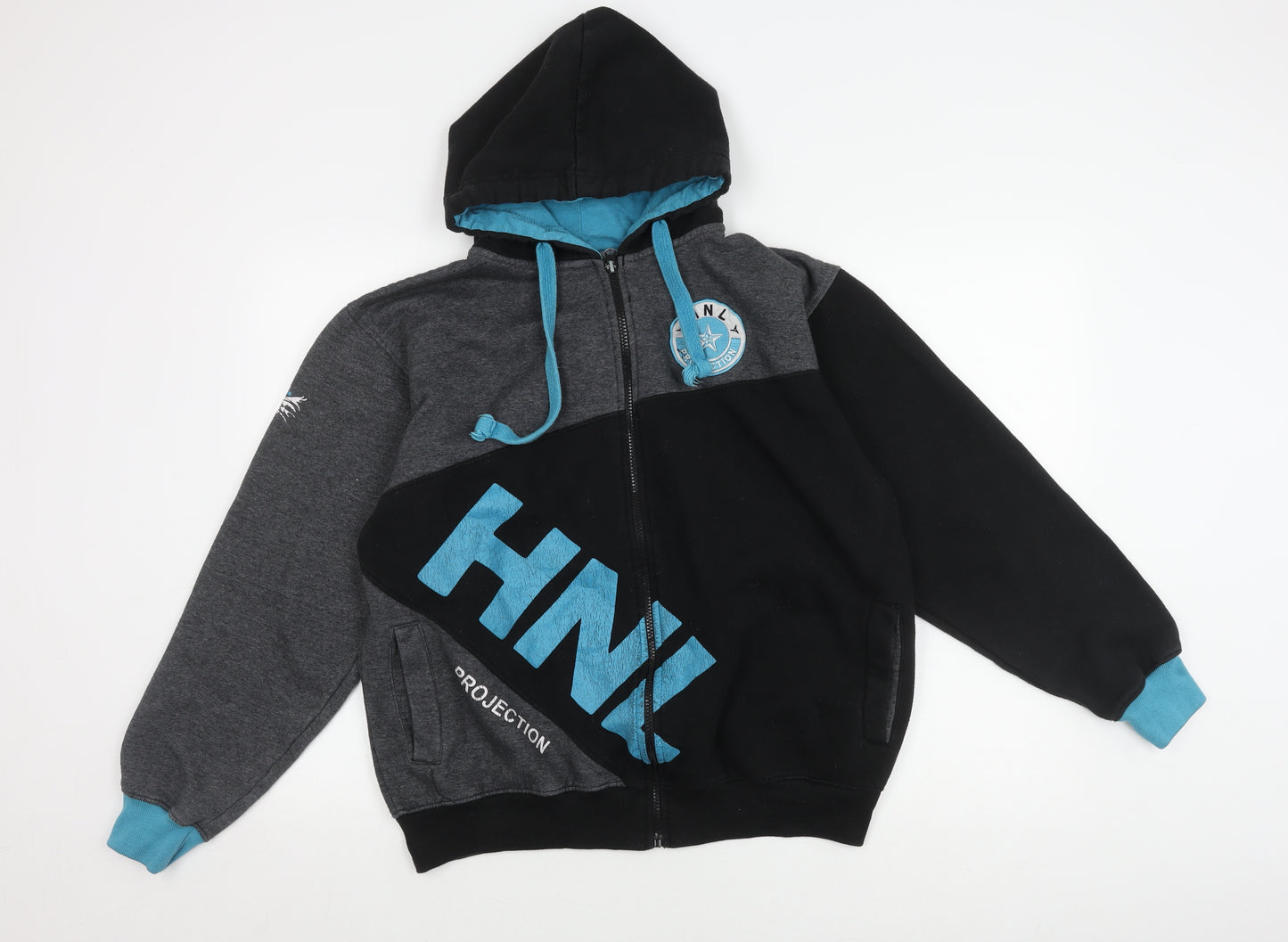 HNL Men's Bomber Jacket, Black/Grey, Size L, Hooded