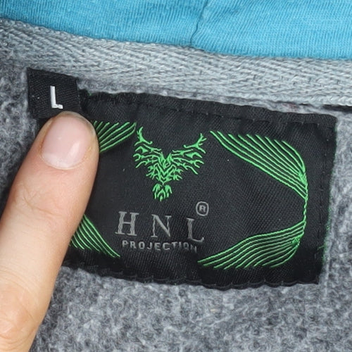HNL Men's Bomber Jacket, Black/Grey, Size L, Hooded
