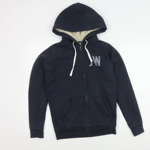 Jack Wills Women's Blue Hooded Jacket Size 8