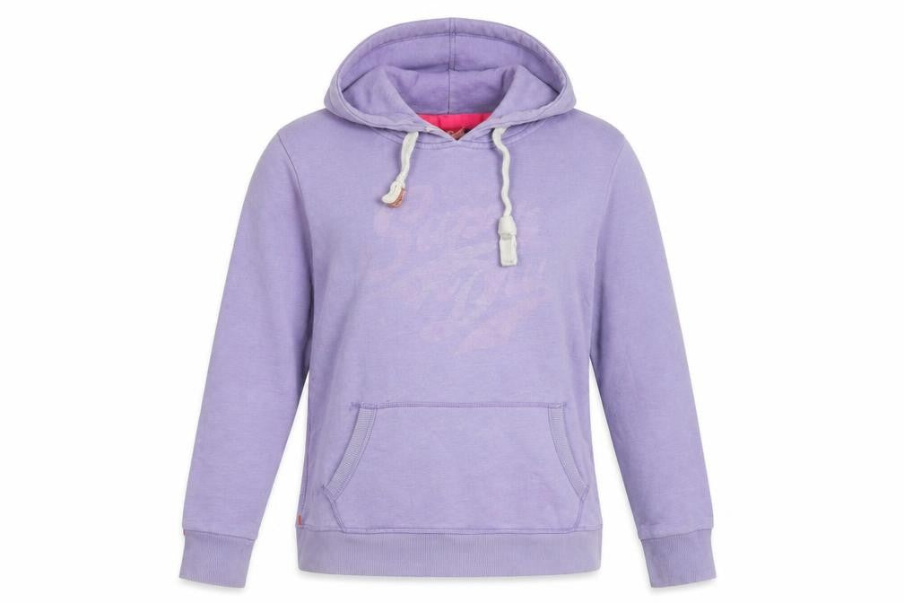 Front view of Superdry Women's Purple Pullover Hoodie L