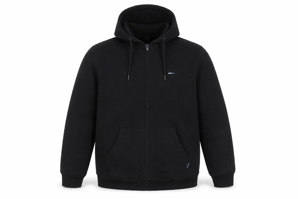 Front view of BadRhino Men's Black Hooded Casual Jacket L