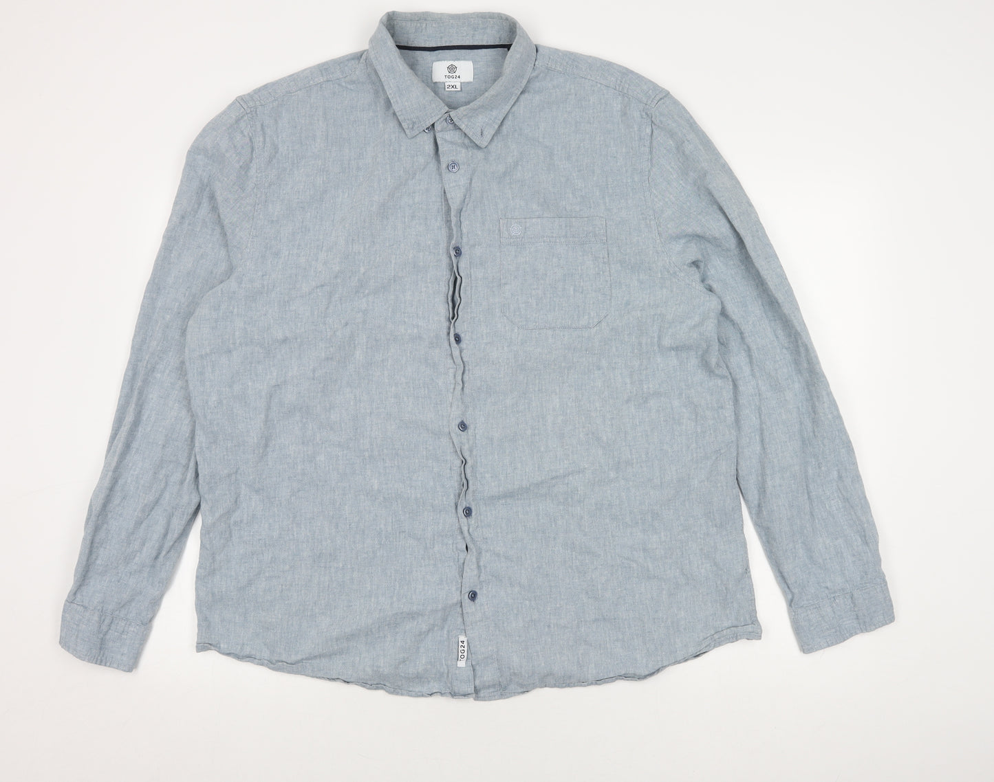 TOG24 Men's Blue Long Sleeve Button-Up Shirt 2XL