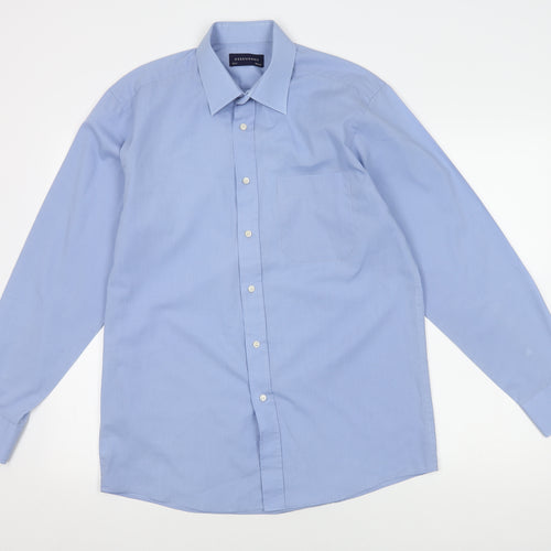 Debenhams Men's Blue Long Sleeve Shirt 39 in Regular Fit