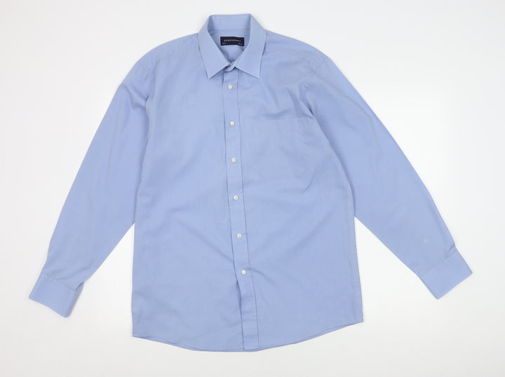 Debenhams Men's Blue Long Sleeve Shirt 39 in Regular Fit