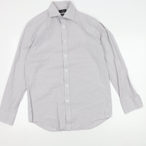 Jeff Banks Men's White & Grey Check Shirt, Size 15, Classic Fit