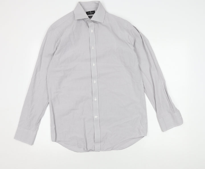 Jeff Banks Men's White & Grey Check Shirt, Size 15, Classic Fit
