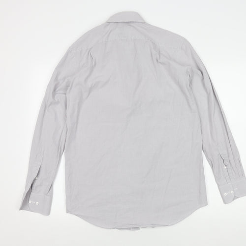Jeff Banks Men's White & Grey Check Shirt, Size 15, Classic Fit