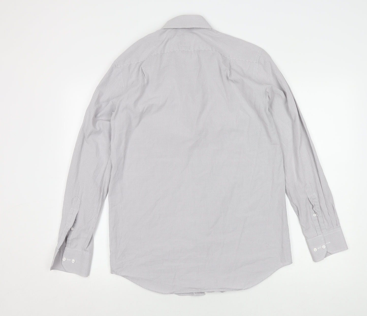 Jeff Banks Men's White & Grey Check Shirt, Size 15, Classic Fit