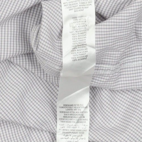 Jeff Banks Men's White & Grey Check Shirt, Size 15, Classic Fit