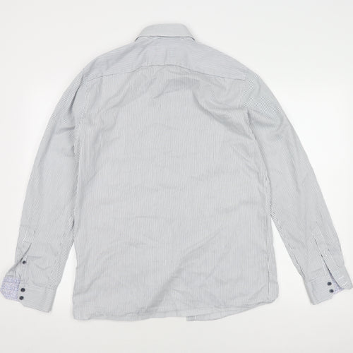 St. George by Duffer Men's Blue Striped Slim Fit Shirt