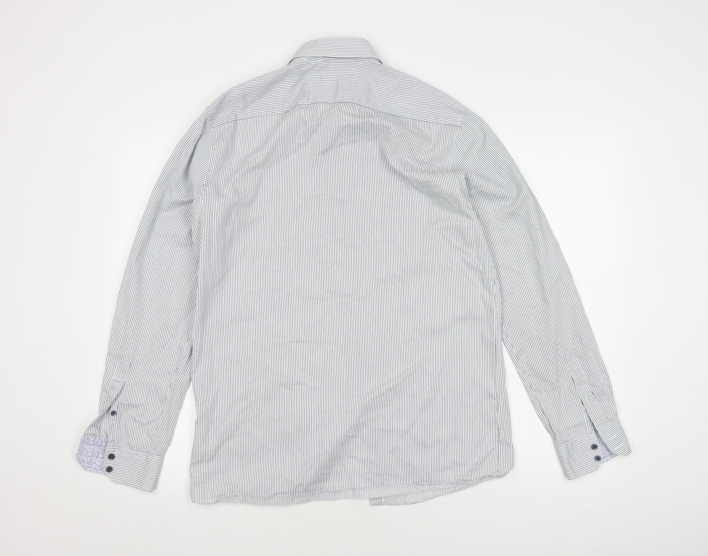 St. George by Duffer Men's Blue Striped Slim Fit Shirt