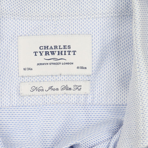 Charles Tyrwhitt Men's Blue Slim Fit Shirt Size 16
