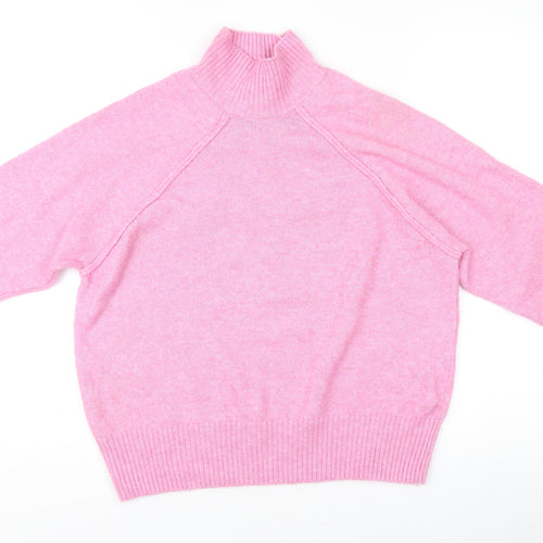 MNG Pink High Neck Wool Jumper, Women's XS
