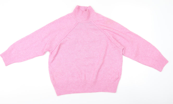 MNG Pink High Neck Wool Jumper, Women's XS