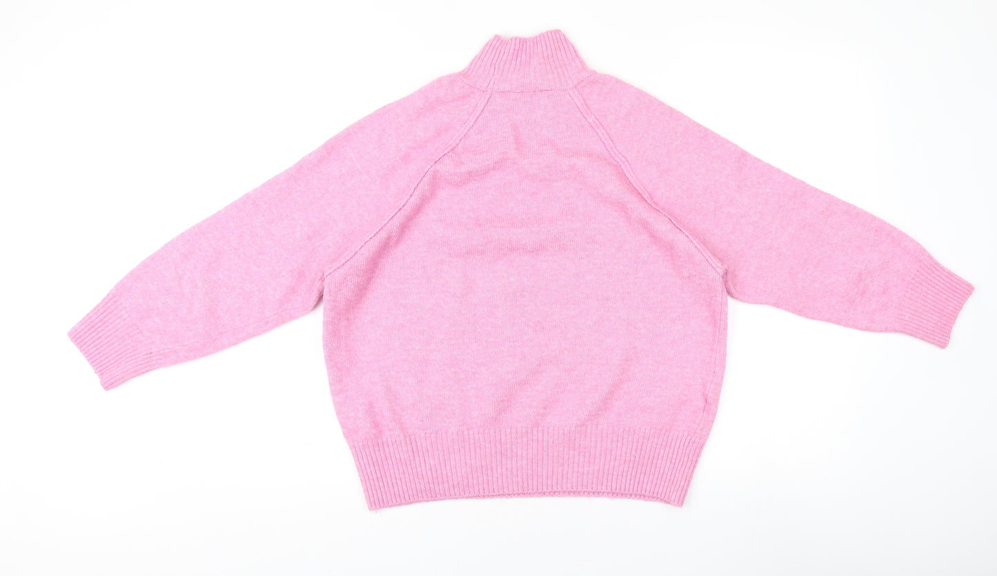 MNG Pink High Neck Wool Jumper, Women's XS