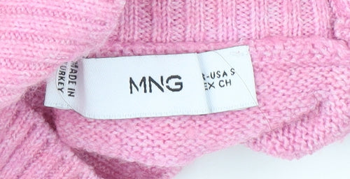 MNG Pink High Neck Wool Jumper, Women's XS