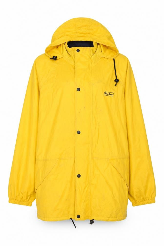 Front view of Peter Storm Women's Yellow Large Hooded Rain Coat