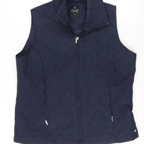 TIGI Women's Blue Quilted Waistcoat Size 14