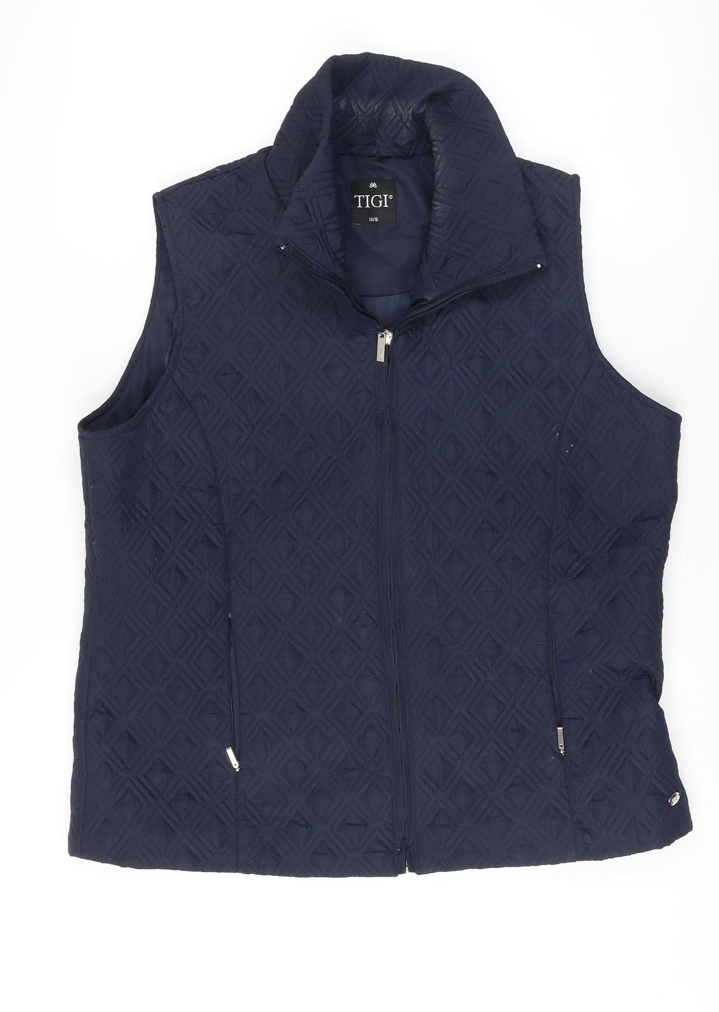 TIGI Women's Blue Quilted Waistcoat Size 14