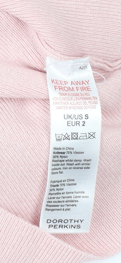 Dorothy Perkins Women's Pink Collared Tunic Jumper, Size S