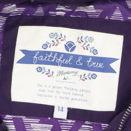 Mantaray Women's Purple Puffer Jacket, Size 14