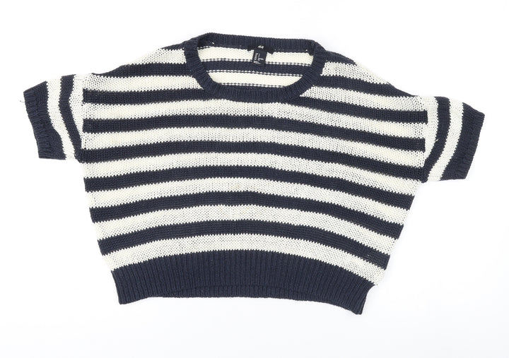 H&M Women's Multicoloured Striped Pullover Jumper, Size S