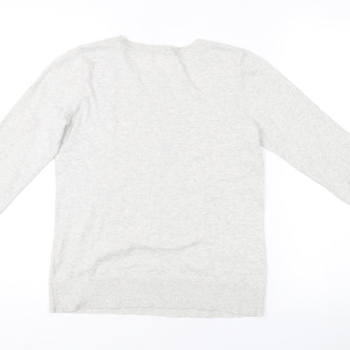 Oasis Women's Grey XS Pullover Jumper with Embroidery